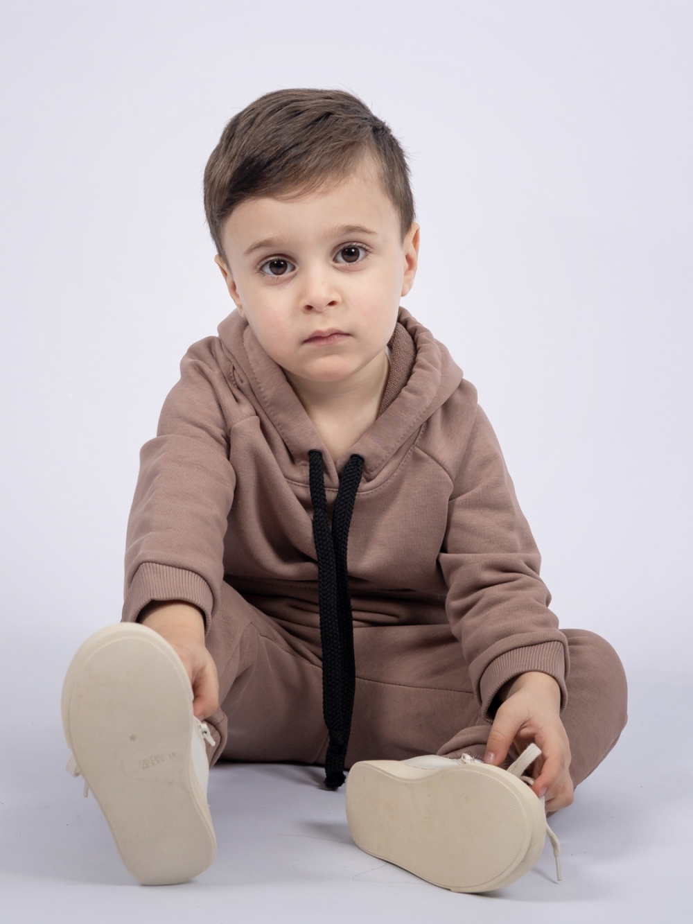 311-Ш. Свитшот с капюшоном + Штаны, хлопок 65%, 35% ПЭ, 3-х нитка ( без начеса) шоколад 80,86,92