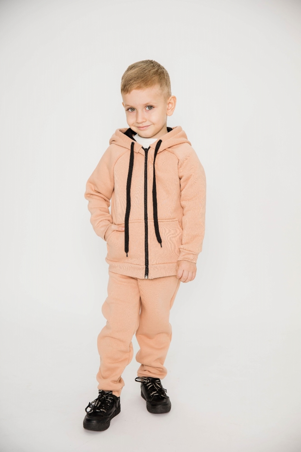 319-К. Костюм детский  на молнии, капучино, хлопок 65%, 35% ПЭ, 3-х нитка (начес) 80,86,92