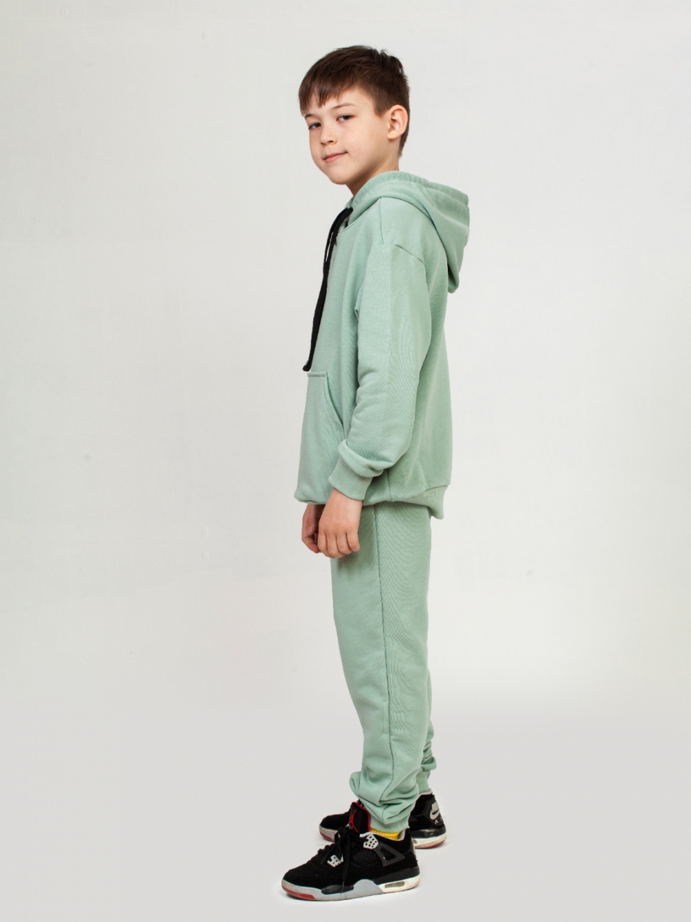 311-ОЛ. Свитшот с капюшоном + Штаны, хлопок 65%, 35% ПЭ, 3-х нитка ( без начеса) олива 146,152,158