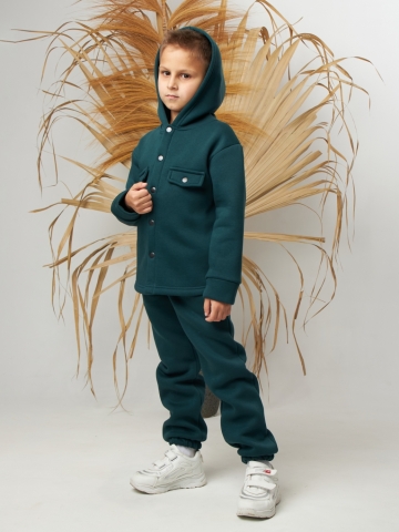 333. Костюм детский (Брюки+Толстовка) на кнопках, изумруд, хлопок 65%, 35% ПЭ, 3-х нитка с  начесом 98,104,110,116