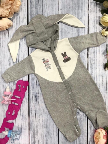 120-В. Комбинезон с ушками, хлопок 80% велюр, 20% ПЭ 62.68,74