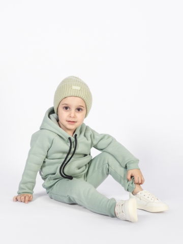 296-ОЛ. Свитшот с капюшоном  + Штаны, хлопок 65%, 35% ПЭ, 3-х нитка (начес) оливковый 146,152,158