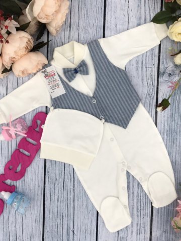 Купить оптом 224-Г. Комбинезон, хлопок 100% интерлок, "Жилет новый" голубая полоса в Евпатории