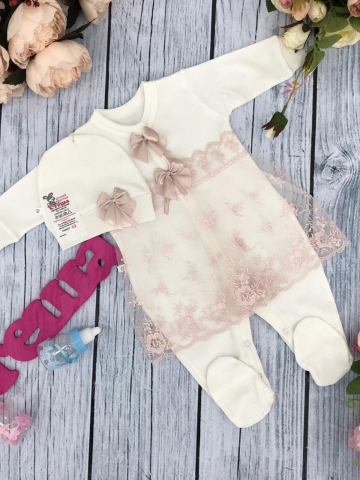 Купить оптом 258-П. Комбинезон с шапкой, хлопок 80% велюр 20% ПЭ, пудра в Евпатории