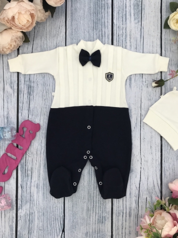 Купить оптом 273-Т.С. Комбинезон с шапкой, хлопок 100% интерлок, темно-синий 56,62 в Евпатории