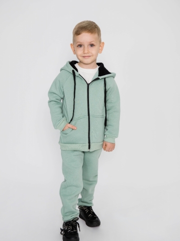 319-ОЛ. Костюм детский на молнии, олива, хлопок 65%, 35% ПЭ, 3-х нитка (начес) 98,104,110,116