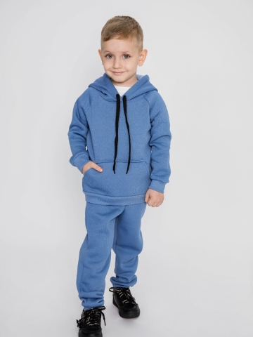 296-ДЖ. Свитшот с капюшоном + Штаны, хлопок 65%, 35% ПЭ, 3-х нитка (начес) джинсовый 98,104,110,116