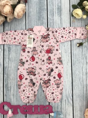 Купить оптом 295-Р. Комбинезон, хлопок 100 % кулирка 56,62,68,74,80, розовый в Евпатории